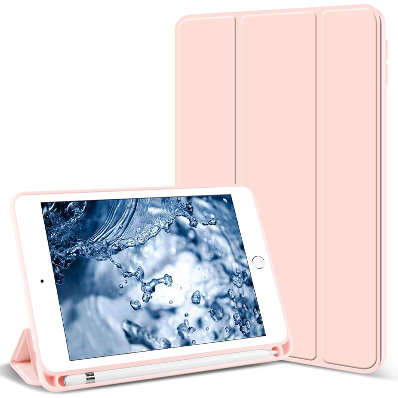 Husa tip Carte cu Suport Pix pentru Apple iPad Mini 4/5, Protectie completa, Pliabila, Roz