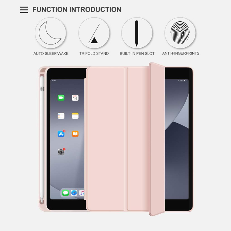 Husa tip Carte cu Suport Pix pentru Apple iPad Mini 4/5, Protectie completa, Pliabila, Roz