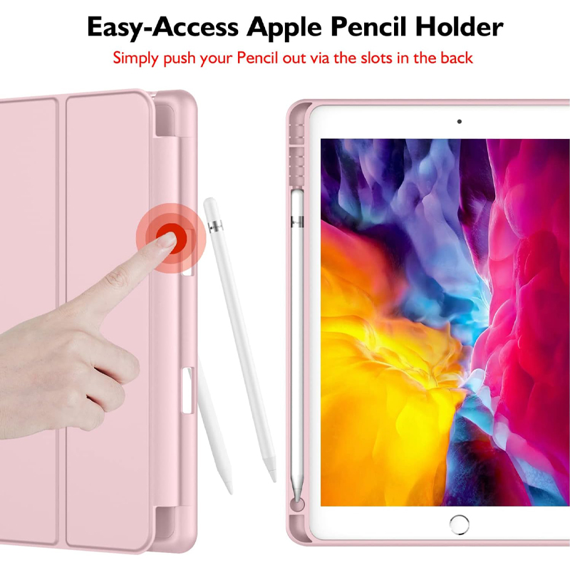 Husa tip Carte cu Suport Pix pentru Apple iPad Mini 4/5, Protectie completa, Pliabila, Roz
