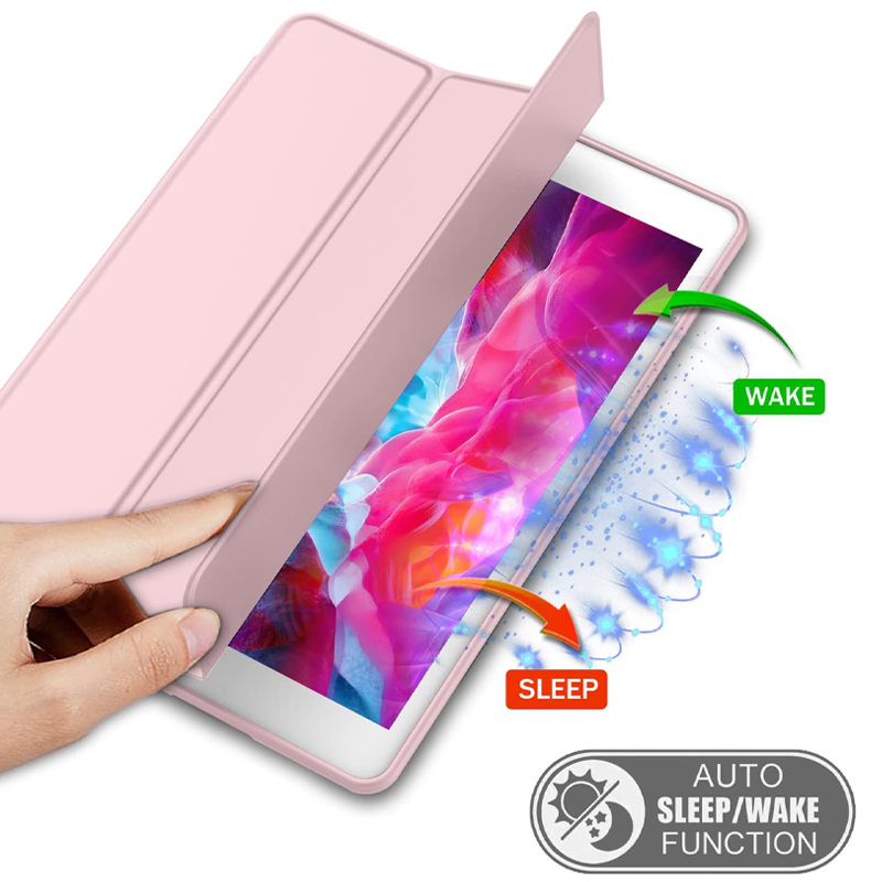 Husa tip Carte cu Suport Pix pentru Apple iPad Mini 4/5, Protectie completa, Pliabila, Roz
