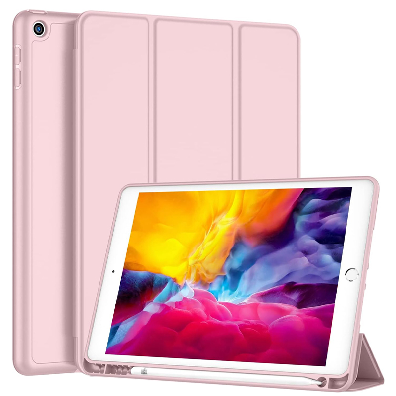 Husa tip Carte cu Suport Pix pentru Apple iPad Mini 4/5, Protectie completa, Pliabila, Roz