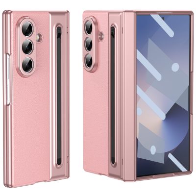 Husa cu Pix si Folie inclusa pentru Samsung Z Fold7, Antisoc, Leather look, Roz