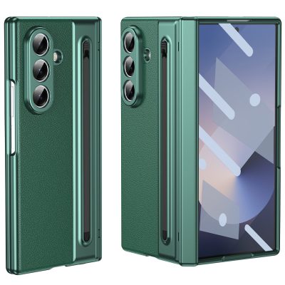Husa cu Pix si Folie inclusa pentru Samsung Z Fold7, Antisoc, Leather look, Verde