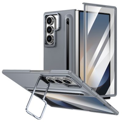 Husa Protectie camera cu Suport Pix+Folie pentru Samsung Z Fold7, Antisoc, Gri