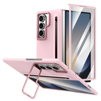 Husa Protectie camera cu Suport Pix+Folie pentru Samsung Z Fold7, Antisoc, Roz