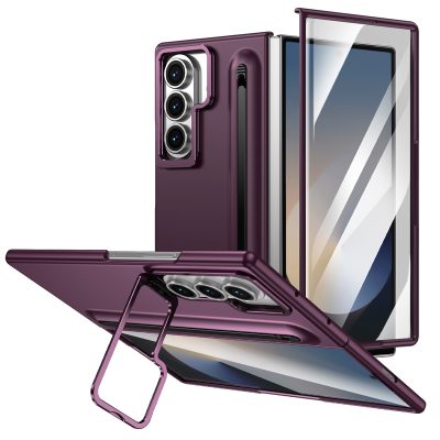 Husa Protectie camera cu Suport Pix+Folie pentru Samsung Z Fold7, Antisoc, Visiniu