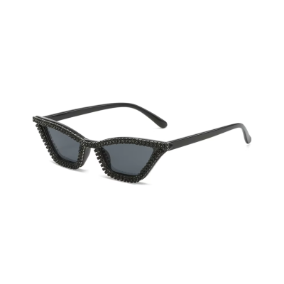 Ochelari de Soare Cat Eye, Cristale Strălucitoare, Protectie UV400, Negru