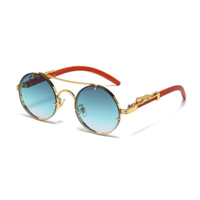 Ochelari Soare Retro-Lux, Design Artistic, Detalii Aurii, Protectie UV400, Albastru