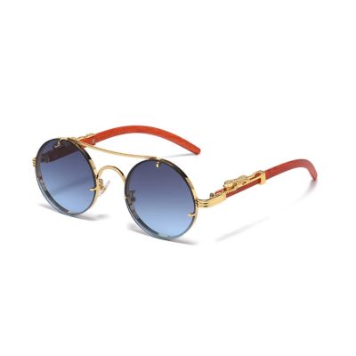 Ochelari Soare Retro-Lux, Design Artistic, Detalii Aurii, Protectie UV400, Albastru Inchis