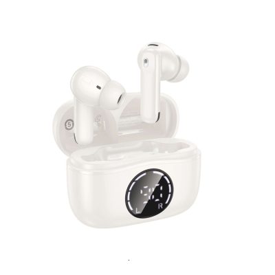 Hoco EQ22, TWS Bluetooth, ANC+ENC, Autonomie 7h, Display Digital, Alb Crem